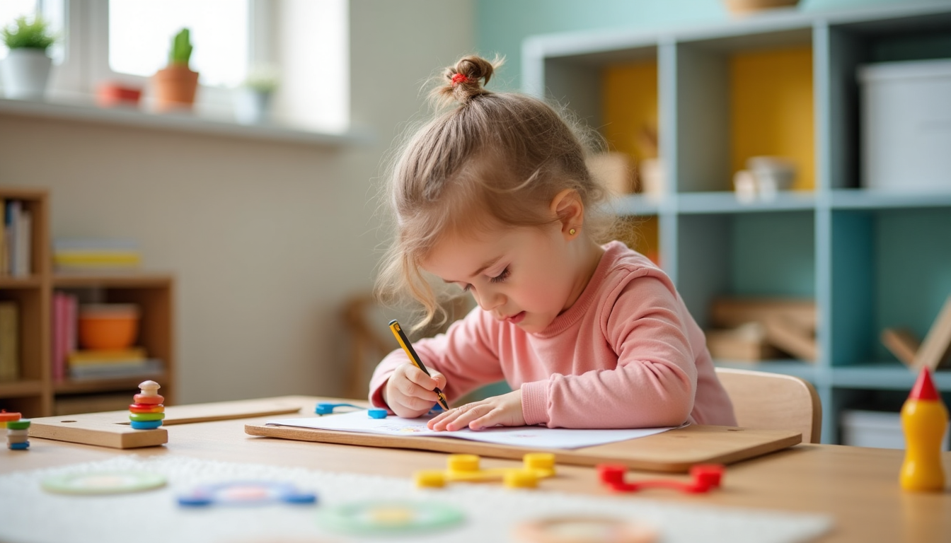 Copii implicați în activități de învățare într-o clasă Montessori Ploiești, explorând materiale educative și dezvoltându-și