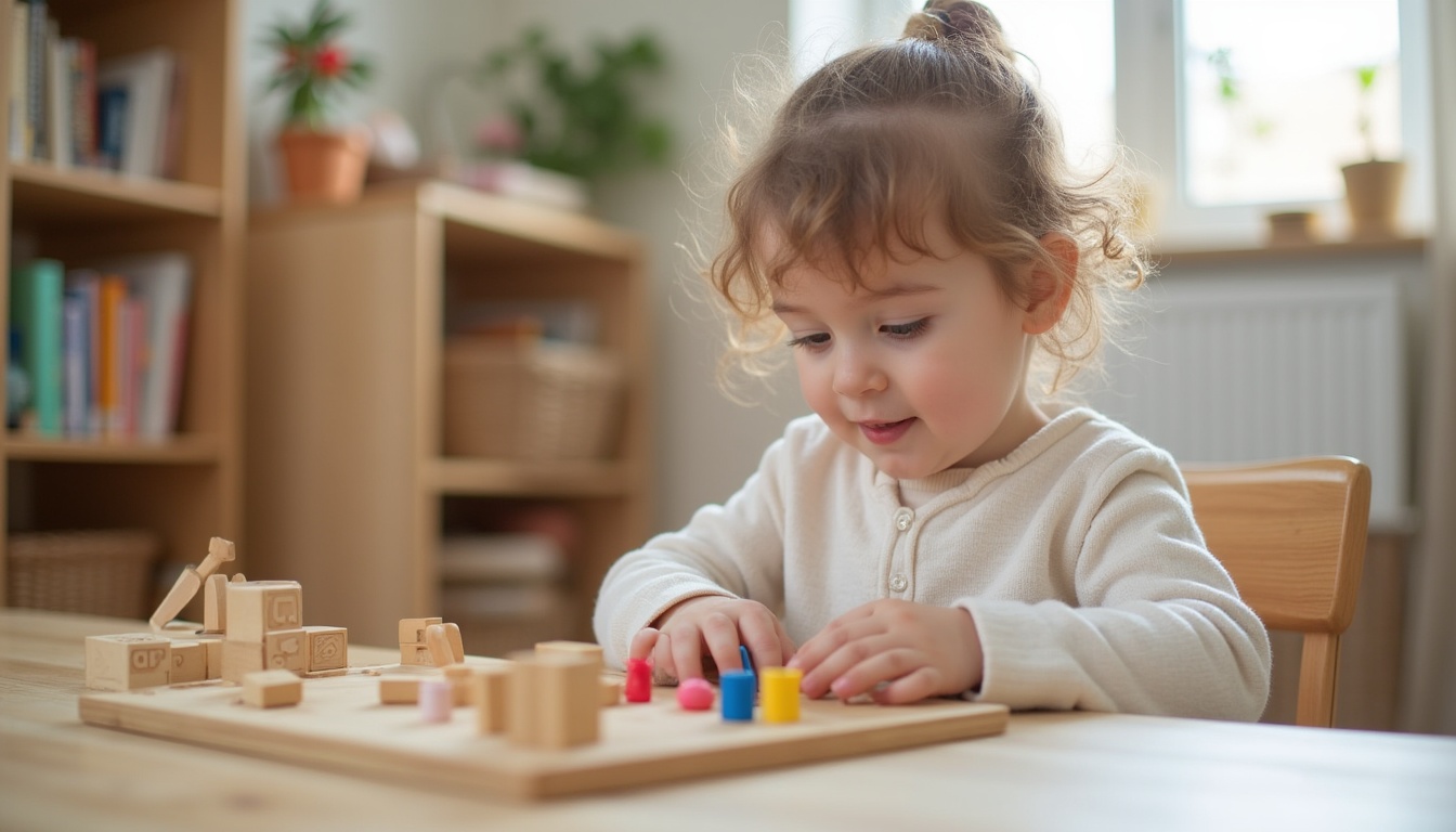 Copii fericiți descoperind materiale didactice într-o grădiniță Montessori