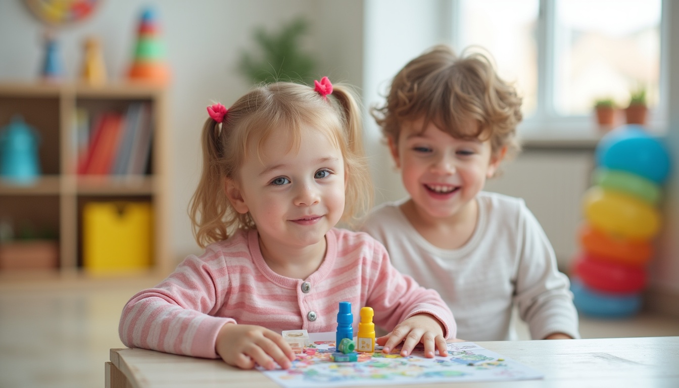 Copii fericiți jucându-se într-o grădiniță modernă din Ploiești, simbolizând o alegere bună pentru părinți.