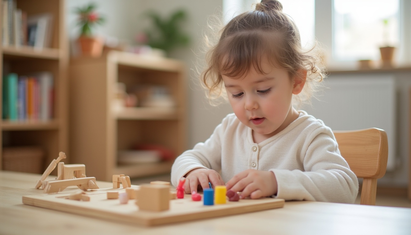 Copii implicați în activități de învățare într-o grădiniță Montessori