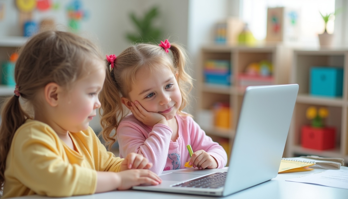 Copii fericiți jucându-se într-o gradinita modernă din Ploiești în anul 2026